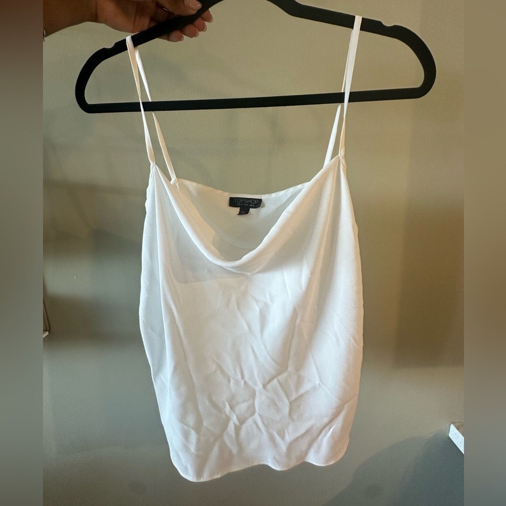 Topshop white cowl neck spaghetti strap blouse - Picture 2 of 4